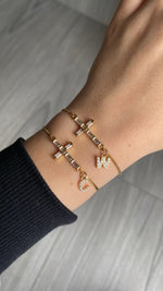 Cross Baguette w/ initial Bracelet