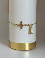 Cross Baguette w/ initial Bracelet