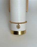 Gold Filled Beaded Bracelet with Blessed Mother Charm