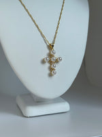 Beaded Pearl Cross Necklace