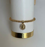 Gold Filled Beaded Bracelet with Blessed Mother Charm