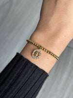 Gold Filled Beaded Bracelet with Blessed Mother Charm